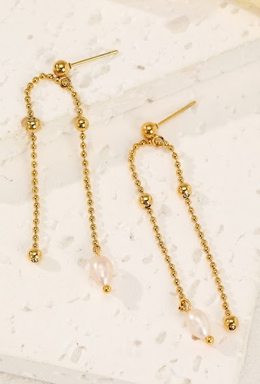 Wholesaler Eclat Paris - Chain earrings with pearl