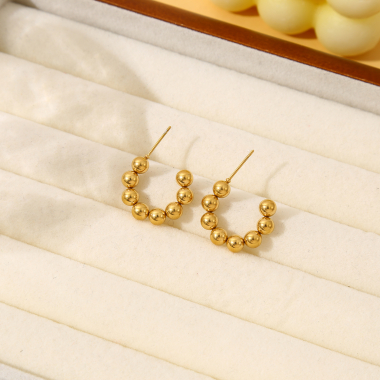 Wholesaler Eclat Paris - Gold ball hoop earrings