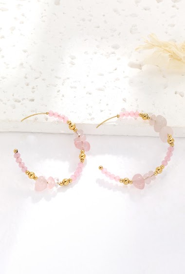Großhändler Eclat Paris - Kreolische Ohrringe und rosa Perlen