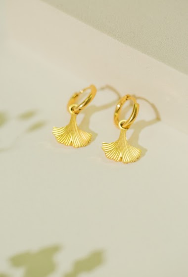 Wholesaler Eclat Paris - Ginkgo flower hoop earrings