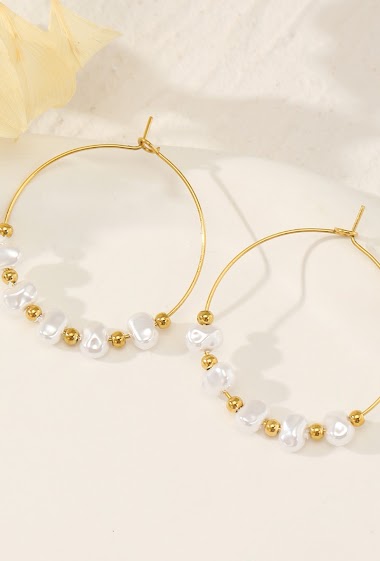 Wholesaler Eclat Paris - Pearl hoop earrings
