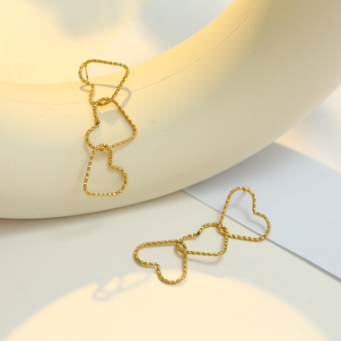 Wholesaler Eclat Paris - Golden Earrings 3 Hearts Link