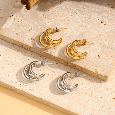 Wholesaler Eclat Paris - Golden Earrings 3 Mini Circles