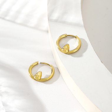 Wholesaler Eclat Paris - Gold hoop earrings with drop