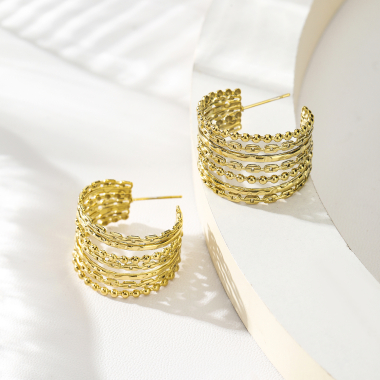 Grossiste Eclat Paris - Boucles d'oreilles dorées anneaux épais