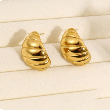 Wholesaler Eclat Paris - Gold Bow Earrings With Rope Pattern