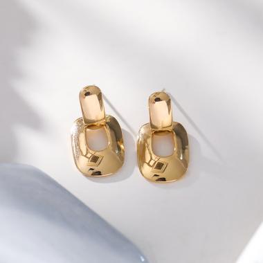 Wholesaler Eclat Paris - Dangling rounded golden earrings