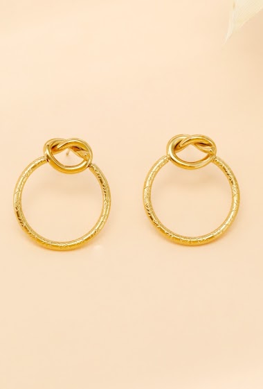 Grossiste Eclat Paris - Boucles d'oreilles dorées avec nœud et cercle