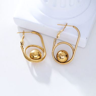 Wholesaler Eclat Paris - Gold ball-in-loop earrings