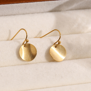 Wholesaler Eclat Paris - Round brushed gold earrings