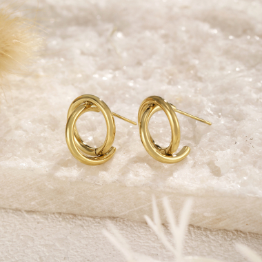Wholesaler Eclat Paris - Gold crossed circle earrings