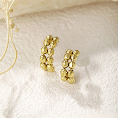 Wholesaler Eclat Paris - Gold curved ball chain earrings