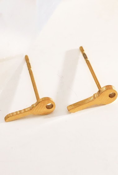 Wholesaler Eclat Paris - Golden key earrings