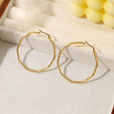 Wholesaler Eclat Paris - Golden Hoop Earrings 4cm Diameter