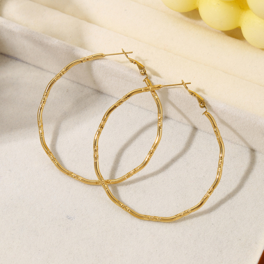Wholesaler Eclat Paris - Golden Hoop Earrings 5cm Diameter