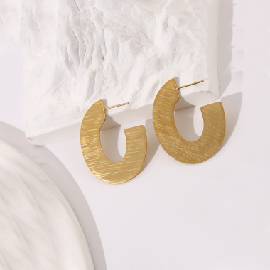 Wholesaler Eclat Paris - Gold Brushed Chunky Hoop Earrings