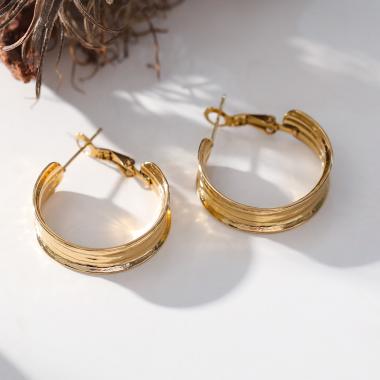 Wholesaler Eclat Paris - Golden hoop earrings