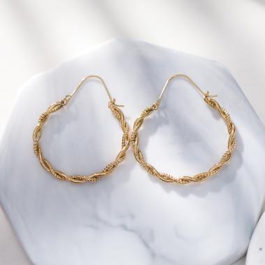 Wholesaler Eclat Paris - Golden wavy hoop earrings