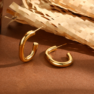Wholesaler Eclat Paris - Gold open hoop earrings