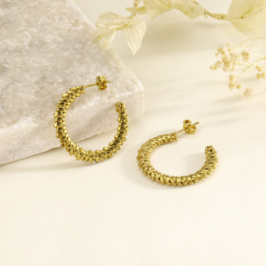 Wholesaler Eclat Paris - Golden tight braid hoop earrings