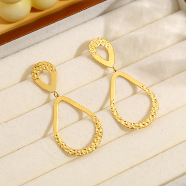 Wholesaler Eclat Paris - Gold double drop earrings