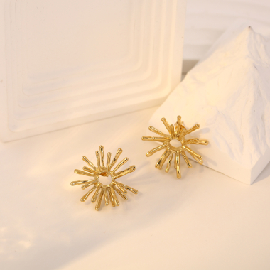 Wholesaler Eclat Paris - Gold firework earrings