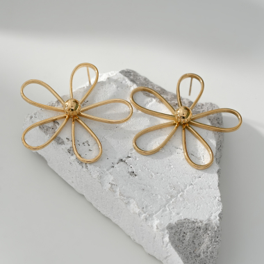 Wholesaler Eclat Paris - Gold flower earrings