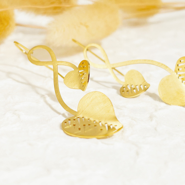 Großhändler Eclat Paris - Ohrringe mit gekreuzten, gebürsteten Linien aus Gold