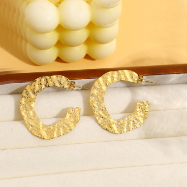 Wholesaler Eclat Paris - Gold hammered hoop earrings