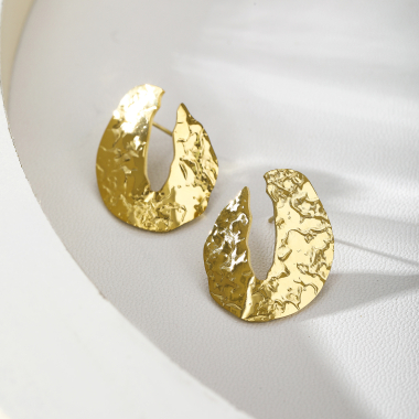 Wholesaler Eclat Paris - Hammered gold earrings