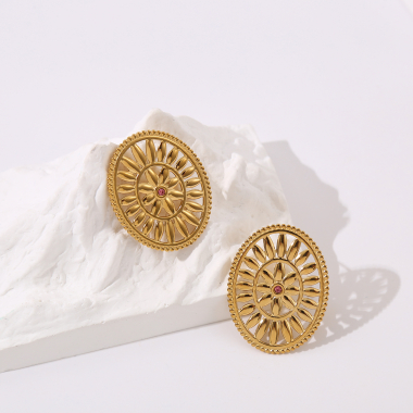 Wholesaler Eclat Paris - Gold oval petal earrings