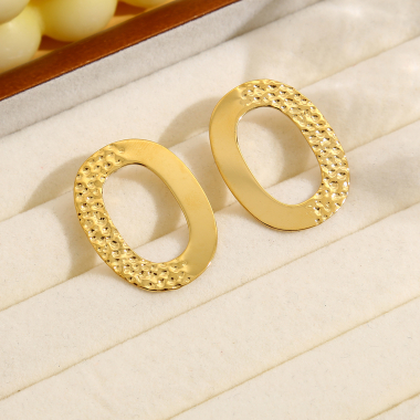 Wholesaler Eclat Paris - Oval gold earrings