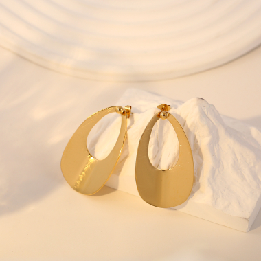 Grossiste Eclat Paris - Boucles d'oreilles dorées pendantes effet brossé