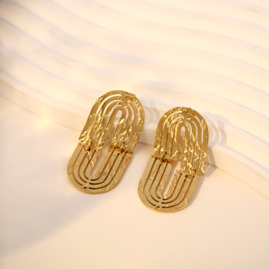 Wholesaler Eclat Paris - Gold Folded Race Track Earrings