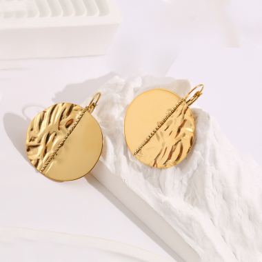 Wholesaler Eclat Paris - Round golden earrings with sleeper clasp