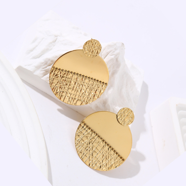 Wholesaler Eclat Paris - Round golden earrings