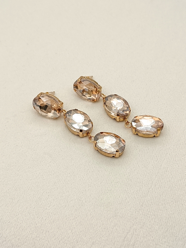 Wholesaler Eclat Paris - Champagne gold rhinestone earrings