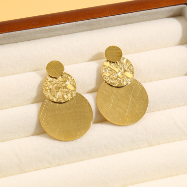 Wholesaler Eclat Paris - Gold Triple Disc Earrings