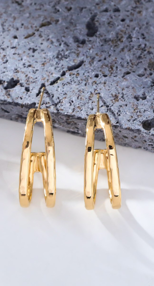 Wholesaler Eclat Paris - Double gold line earrings