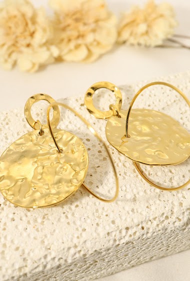 Wholesaler Eclat Paris - Golden double circle earrings