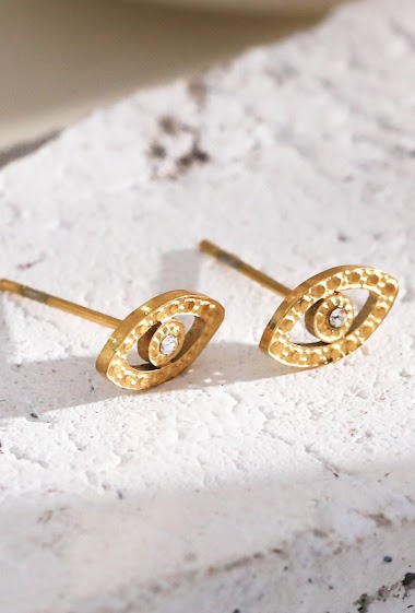 Wholesaler Eclat Paris - Eye earrings with rhinestones