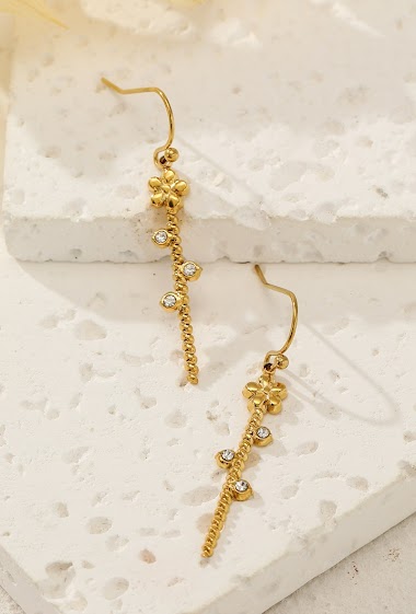 Wholesaler Eclat Paris - Line earrings with rhinestones