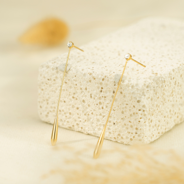 Wholesaler Eclat Paris - Gold dangling line earrings
