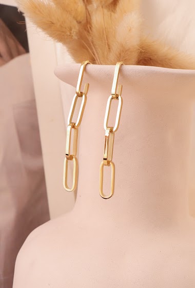Wholesaler Eclat Paris - Gold link earrings