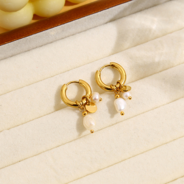 Wholesaler Eclat Paris - Mini hoop earrings with pearls