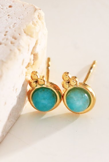 Grossiste Eclat Paris - Boucles d'oreilles mini perle turquoise