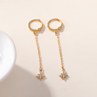 Wholesaler Eclat Paris - Mini hoop earrings with dangling stars
