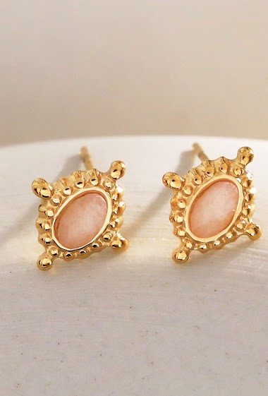 Wholesaler Eclat Paris - Pink oval earrings