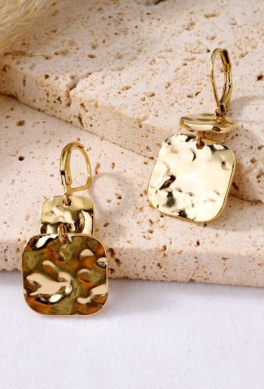 Wholesaler Eclat Paris - Drop earrings with hammered plate