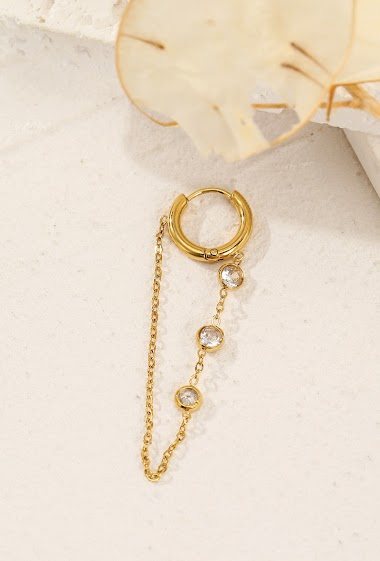Wholesaler Eclat Paris - Dangling earrings with 3 rhinestones